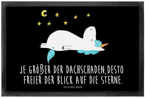 Mr. & Mrs. Panda 50 x 75 cm Fußmatte Einhorn Sternenhimmel - Geschenk, Fußabstreifer, Haustürmatte, Fußabtreter, Sauberlaufmatte, Unicorn, Einhörner,