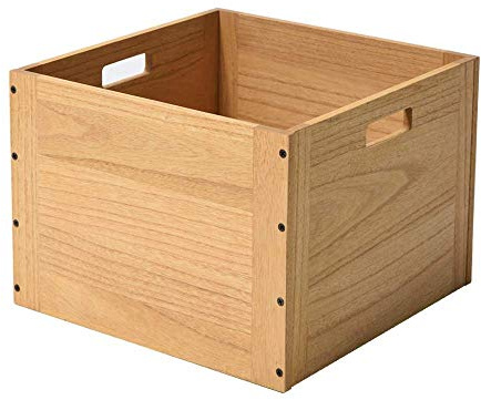 KIRIGEN Stackable Wooden Storage Cube Shelf with Handles, Natural | Wood with plant oil finish; stackable open cube shelf with handles; for books, toys, clothes, bags, records and display