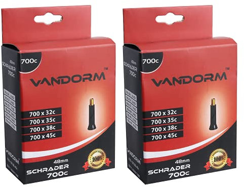 2 PACK Vandorm 700c x 32c - 45c Hybrid Bike Butyl Schrader Valve Inner Tubes