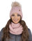 VIVISENCE Trendiger Damen Winter Set Aus Bommelmütze Und Loop-Schal Aus Wärmendem Garn Mit Innenfutter Aus Vlies Perfekte Passform Für Kalte Wintertage Modisches Design, Rosa,Einheitsgröße