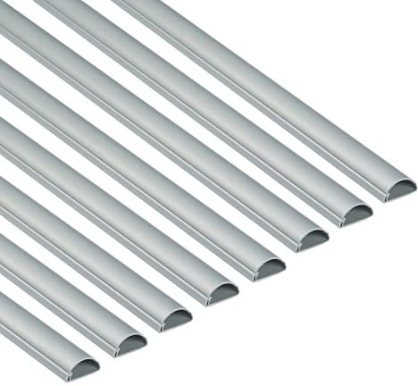 D-Line 1D3015A/8 Mini Kabelkanal Selbstklebender, Halbrunde Kabelführungen, Kabelleiste - 8x 30mm (B) x 15mm (H) x 1-Meter Längen - Aluminium-Effekt