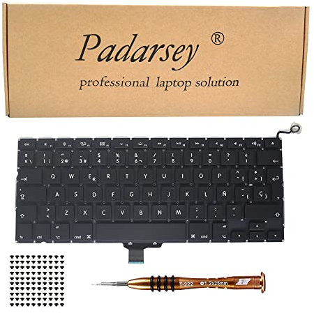 Pardarsey Teclado de repuesto con 80 tornillos PCE español ESPAÑOL Teclado Compatible para MacBook Pro Unibody 13 pulgadas A1278 2008 2010 2012 2013 2015 año con destornillador