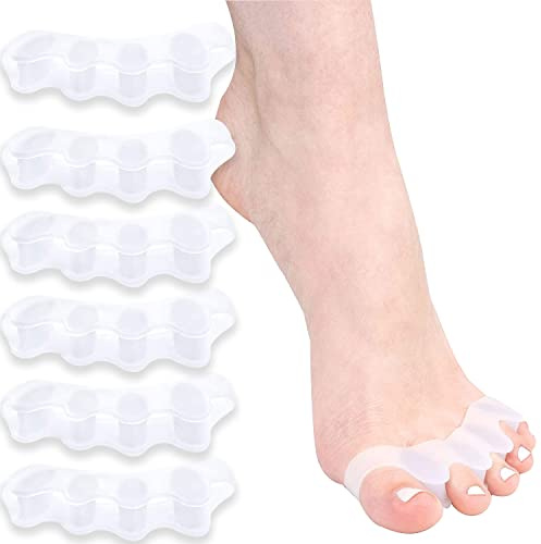 Zehenspreizer Silikon für Alle Zehen | 6X | Zehenspreizer Hallux Valgus Korrektur | Gel Zehentrenner für Bunion Korrektur | Korrektur für alle Zehen | Hammerzehen Korrektoren - Weiß