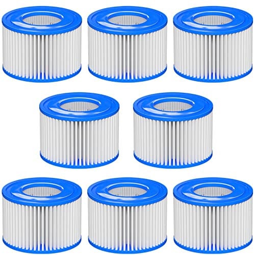Macaberry Type Ⅵ Hot Tub Spa Filter Replacement Compatible with Bestway, Lay-Z-Spa, Coleman SaluSpa 90352E 58323, Inflatable Hot Tub, Swimming Pool Pump Filter Type Ⅵ Cartridge, 8 Pack
