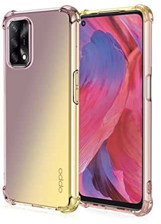 WILLIS TPU Silikon Handyhülle für Oppo A74 4G, Durchsichtig Farbverlauf Case, Anti Drop und Anti Scratch 6.43 Schutzhülle Schwarzes Gold
