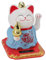 Glückskatze mit Winkendem Arm Lebendige und liebenswerte Chinesische Katze Solar Glückskatzen Statue für Heim Büro und Auto Dekoration (Blau)
