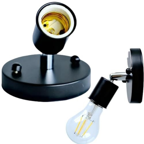 MOUMOUTEN Deckenlampe Lampenfassung, 1 Stück E27 Moderne Vintage Deckenleuchte Wandmontage Lampenfassung Fassung 180° drehbar Geeignet für Wohnzimmer Küche Esszimmer Korridor(Schwarz)