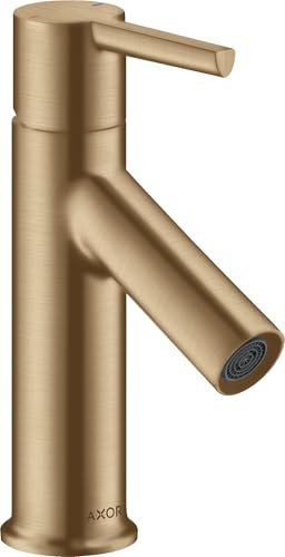 hansgrohe AXOR Starck Einhebel-Waschtischmischer 80 mit Hebelgriff für Handwaschbecken mit Zugstangen-Ablaufgarnitur, 10102140, Farbe: Brushed Bronze