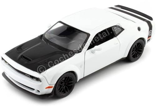 Kompatibel mit Dodge Challenger SRT Hellcat Wide Body Weiß/Schwarz 1:24 Motor MAX 79350