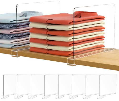 gxwcyi 8 Stück Transparente Regaltrenner Kleiderschrank,30x20cm Shelf Divider Acryl, Multifunktionaler Schrank Regal Trenner, für Schlafzimmer, Aufbewahrung