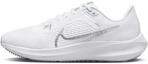 Nike Damen W AIR Zoom Pegasus 40 Sneaker, White/METALLIC Silver-Pure Platinum, 38 EU