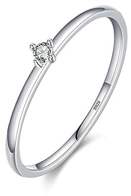 Bellitia Jewelry Anello Solitario di Fidanzamento Donna in Argento Sterling 925 Placcato Rodio/Oro, Anello Anniversario Matrimonio Promessa con Diamante Simulato Moissanite, Taglio Rotonto