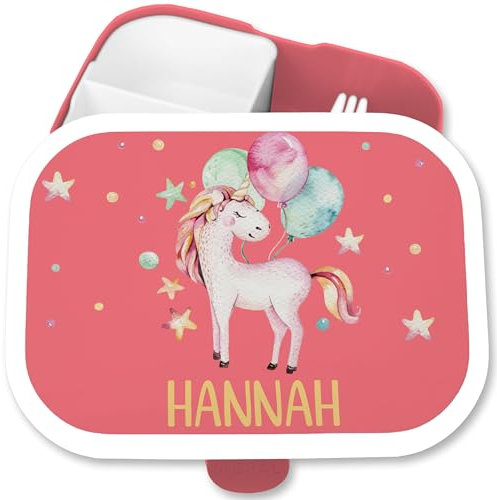 Brotdose Kinder Campus für Mepal - Einhörner - Brotbox süßes Einhorn Lunchbox Unicorn Mädchen Geschenk Schulanfang I - 750 ml - Rosa - 3 fächern vorschulkinder geschenke einhörnern name