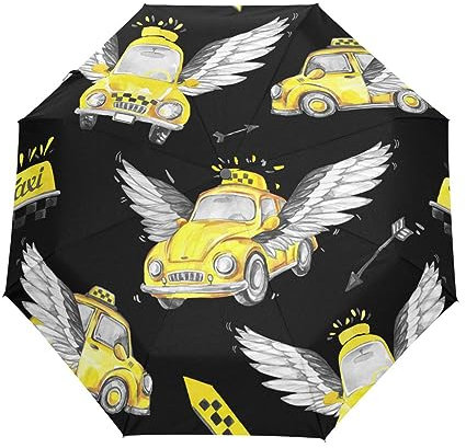 Boccsty Parapluie de voyage automatique avec ailes magiques - Coupe-vent - Imperméable - Protection UV - 3 plis - Bouton d'ouverture et de fermeture automatique - Parapluie de voiture soleil et pluie,