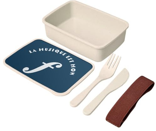 Lunch Box Lunchbox mit Besteck, Blau – La musique est mon Forté Musique Klassischer Musiker – 700 ml