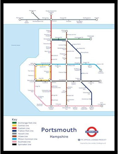 The Happy Puzzle Company - Portsmouth Underground Jigsaw Map 1000 Pieces - Jigsaw Puzzles for Adults 1000. This is an official Transport For London licenced product.