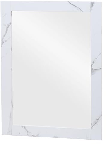 Mendler Wandspiegel HWC-L86, Badezimmer Badspiegel Spiegel Badmöbel, MVG-Zertifiziert 72x52cm - Marmor-Optik weiß