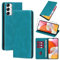 Vauki Coque Cuir pour Samsung Galaxy A14 5G avec 1 Verre Trempé Etui à Rabat en PU Porte-Cartes Portefeuille Support Flip Housse Magnétique Antichoc Anti-Rayures Case 6.6,Bleu Clair