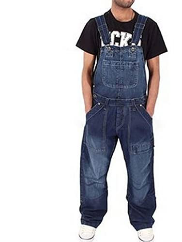 Mens Denim Dungarees Work Fashion Dungaree Casual Overalls Jeans Bib and Brace Overall Pro Heavy Duty Workwear Unisex Relaxed Fit Cargo Pants Dungarees Workwear Jumpsuit Trouser (11-Dark Blue, XXL)