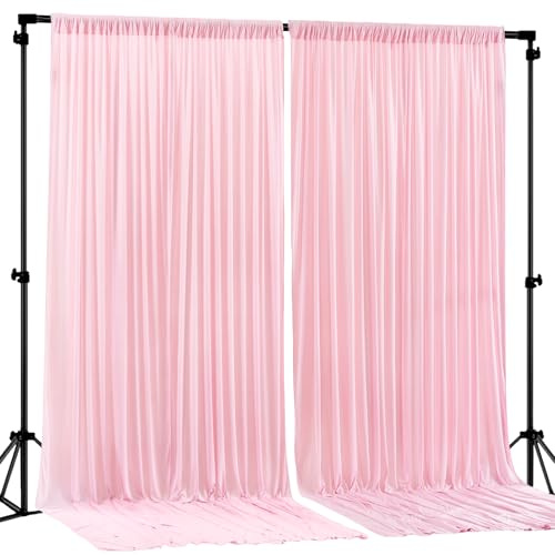 Pink Backdrop Curtains-Wrinkle-Free Polyester Photography Drapes Party Curtain Background for Baby Shower Wedding Decorations- 8 X10FT (Pink)