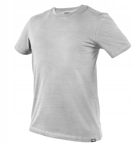 NEO TOOLS Herren Basic T-Shirt Graue Melange aus Baumwolle und Viskose - Rundhals Unterhemd für Männer - Single Jersey Strick - Bequemes Herren-T-Shirt Gr. S-3XL
