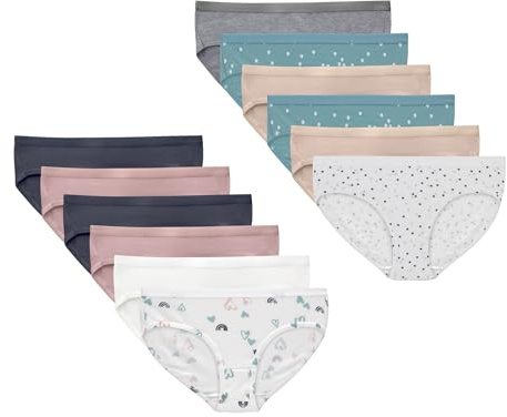 Hanes Girls' Hipster Underwear, Stretch Cotton Panties for Girls, Assorted, 12-Pack