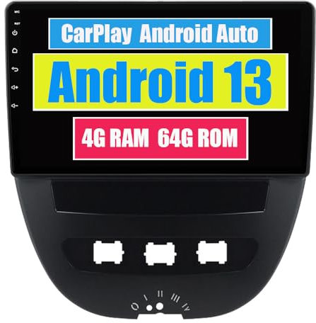 RoverOne Autoradio CarPlay Haupteinheit für Peugeot 107 für Toyota Aygo 2005-2014 Android Auto Touchscreen Sat Navi Bluetooth WiFi Radio Player
