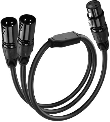 SinLoon Cable XLR a XLR de 3 pines, 1 macho a 2 hembra, cable de micrófono, cable divisor XLR para grabadora de estudio en casa, amplificador, altavoz de mesa de mezclas (2M to F)