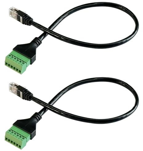 PENGLIN 2 Stück RJ12 Stecker auf 6 Pins Schraubklemmenblock Adapter für Cat3 Telefon Verlängerungskabel,RJ12 6P6C Stecker auf 6 poligen Telefonkabel