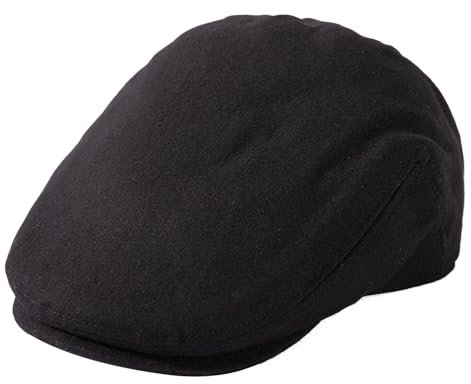 TOP-EX Schiebermütze Herren Wollmischung Flatcap für Große köpfe Newsboy Schirmmütze Baskenmütze Vintage Barrett Ivy Gatsby Cap Tweed Beret Peaked Caps für Golf Driver Schwarz XXL