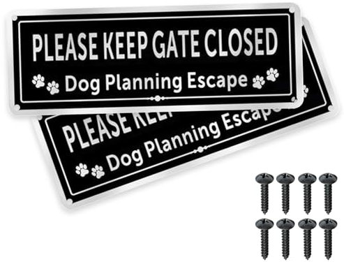 2 Pcs Please Keep Gate Closed Sign, Beware of the Dogs Sign Outdoor Gate, Guard Dogs Warning Sign, Aluminum Brushed UV Resistant Waterproof Fade Resistant