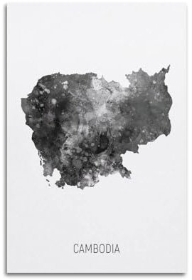 Reiseposter, Kambodscha, Aquarellkarte, Nr. 3, Poster, dekoratives Gemälde, Leinwand, Wandposter und Kunstdruck, modernes Familienschlafzimmer, Dekoration, Poster, 30 x 45 cm