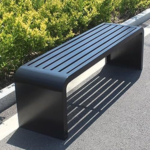 WilkSxyc Gartenbank Metall, Gartenbank Ohne Lehne, Lattensitz, Parkbank-Gartenmöbel, Tragkraft 500 Lbs, für Veranda, Deck, Park, Hof, Eingang, Weg(Grau,47x15x18inch)