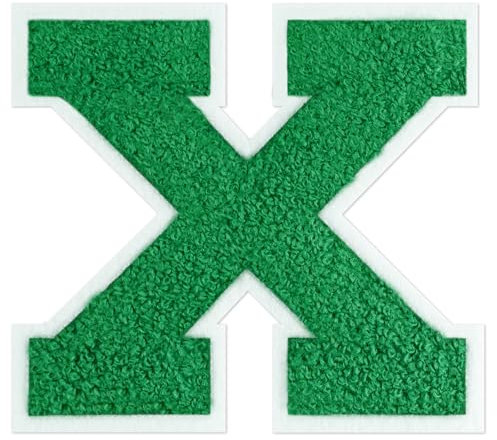 VGROSIA Varsity Letter Patches Green Iron On Letters Large Chenille Iron On Letters for Clothing Iron On Patch for Jacket/Hoodie/Varsity X (4.5)