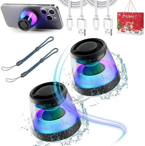 Gienslru Magvibe Speaker, Magvibe Sound Pillar, portable speaker bluetooth, Magnetic Bluetooth Speaker, IPX6 Waterproof Wireless Hi Fi Sound Speaker With RGB Light, for Party, Game, Camping (Black*2)