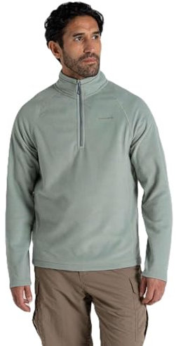Crag hoppers Men's Corey VI Half Zip Fleece Lightweight Insulating Top, Soft Sage, L