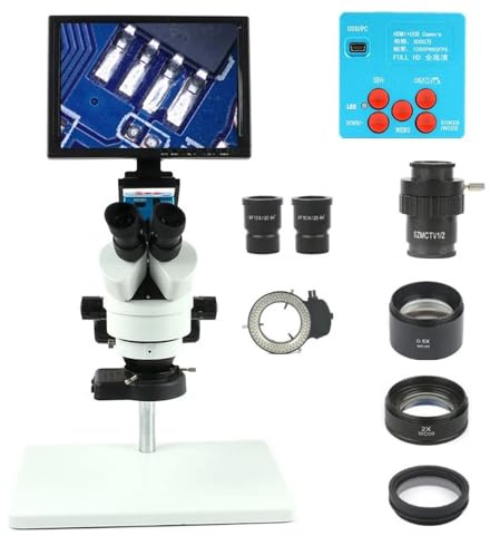 Kit d'accessoires pour microscope 30MP 3.5-90X 10'' LCD Soudure Microscope stéréo trinoculaire Support Objectif Caméra vidéo numérique HDMI Pour réparation Outils de téléphone portable Lames de micro
