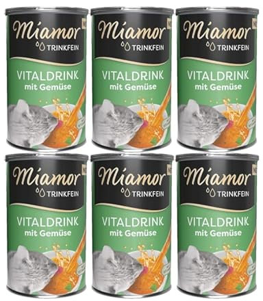 Miamor Trinkfein Gemüse 6 x 135ml | Vitaldrink mit Huhn, Karotte & Spinat | Flüssigsnack für Katzen | Mit Vitamin B – Ohne Milch & Zucker | Ergänzungsfutter für Katzen