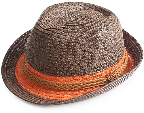 MESU Kids Boys Summer Straw Hat Jazz Panama Trilby Fedora Beach Cap