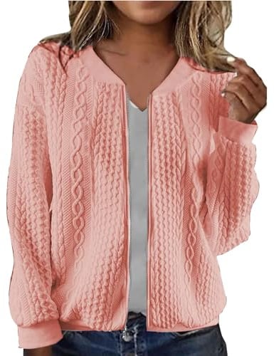 YCBMINGCAN Blouson court pour femme - Veste d'été légère - Veste d'aviateur à manches longues - Avec fermeture éclair - Veste légère de survêtement