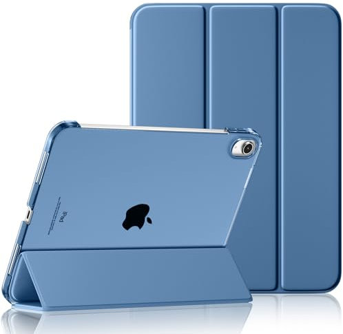 Maledan Case for iPad A16 11th/10th Generation (2025 11 Inch/2022 10.9 Inch), Slim Lightweight Translucent PC Back Stand Shockproof Protective Cover for iPad 10 11, Auto Sleep/Wake, Blue Mist