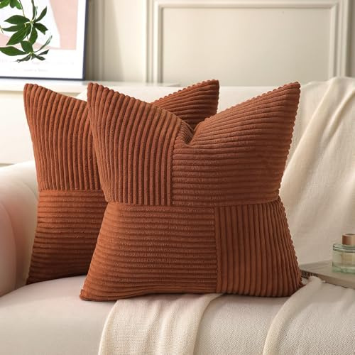 Yosodeko 2er Set Kordsamt Kissenbezug 40x40 Rostrot, Flauschig Boho Kissenhülle Kissenbezüge Sofakissen Couchkissen Dekokissen Zierkissenbezug Weich Deko für Couch Bett Sofa Wohnzimmer