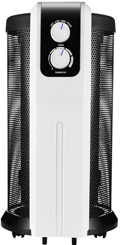 Nyxi 360° Surround Electric Heater, Mica Oil Free, 2200W Free Standing, Energy Efficient, 3 Heat Settings, Adjustable Thermostat, Overheat Protection, Portable & Lightweight for Home & Office