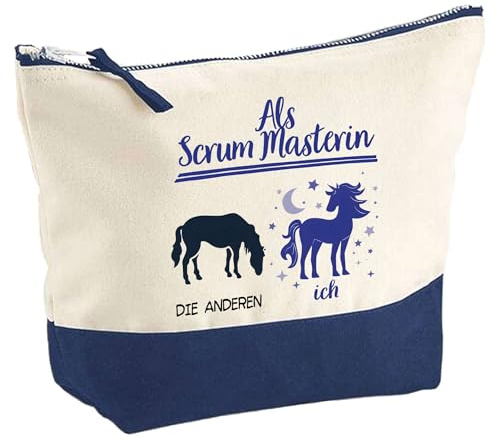 Große Kosmetiktasche Scrum Masterin Einhorn - Schmink- & Kulturtasche, originelles Geschenk zum Ruhestand, Abschied oder Geburtstag für Kollegin