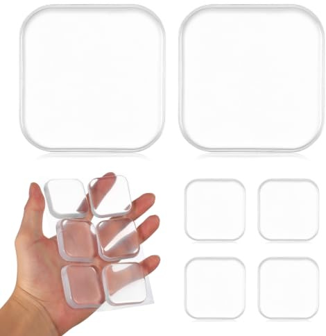 Zhujiehigh 12 Pcs Clear Square Door Handle Bumpers, Self-Adhesive, 4cm | Self-adhesive silicone door stoppers and wall protectors, shock absorbent, clear square, 4cm. 12 pcs, for furniture.