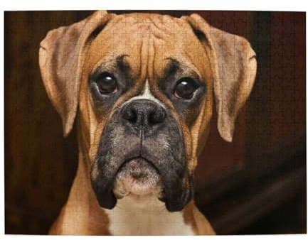 Boxer-Hund-Puzzle für Erwachsene, 500 Teile – Holzpuzzle für Erwachsene und Senioren