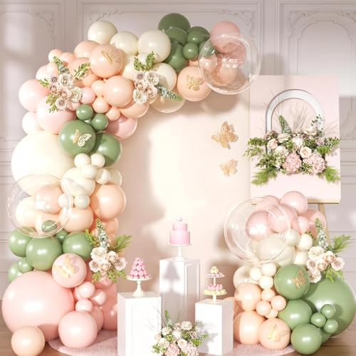 KUKUTrue® Ensemble de Ballons Printanier en Rose & Vert, Arche Ballon, Decoration Fête, 108 Pièces, Couleurs Pastel Douces, Décoration Printanière Harmonieuse pour Moments Festifs & Spéciaux