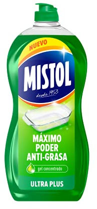 Mistol Ultra Plus - Lavavajillas líquido mano, concentrado, 950 ml - Gran poder antigrasa y desincrustación de mancha difíciles - Efecto abrillantador - Anti olor
