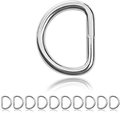 Ganzoo 10er Set D Ring aus Zinkdruckguss, 50mm x 41mm, Materialstärke 6mm, nichtrostend, Ideal in Verbindung mit Paracord 550 zu verarbeiten, geschweißt, Farbe silber glanz