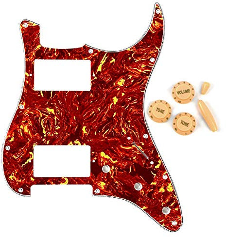 FLEOR HH Style Gitarren-Schlagbrett mit 2T1V Regler, 5-Wege-Kippschalter-Spitzen für ST Ersatz, rotes Schildpatt-Gehäuse